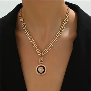 Designer Inspired Black & Gold Lion necklace